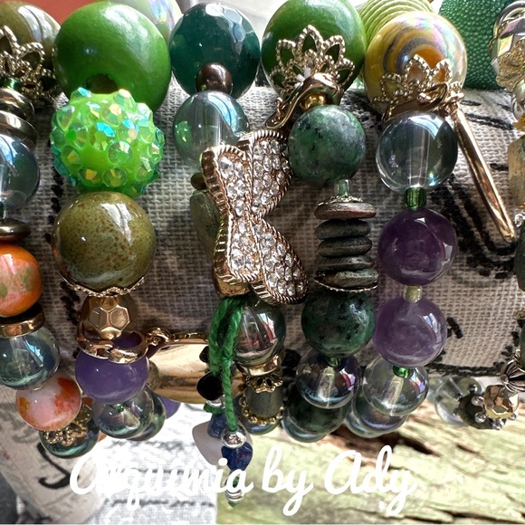 Mystic Aura quartz beaded colorful charm bracelet - Picture 3 of 3